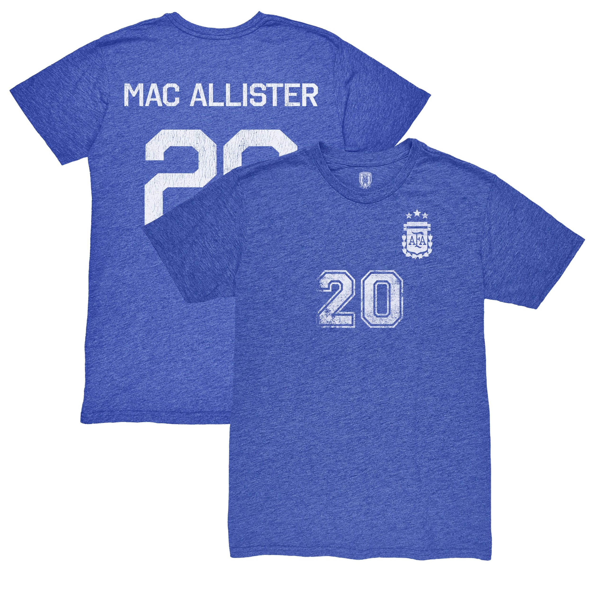 Explore alexis mac allister argentina national team 1863fc retro name amp number tri-blend t-shirt – blue – England World Cup Kits and Jerseys