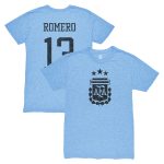 Explore cristian romero argentina national team 1863fc player vintage tri-blend t-shirt – light blue – England World Cup Kits and Jerseys