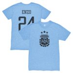 Explore enzo fernández argentina national team 1863fc player vintage tri-blend t-shirt – light blue – England World Cup Kits and Jerseys