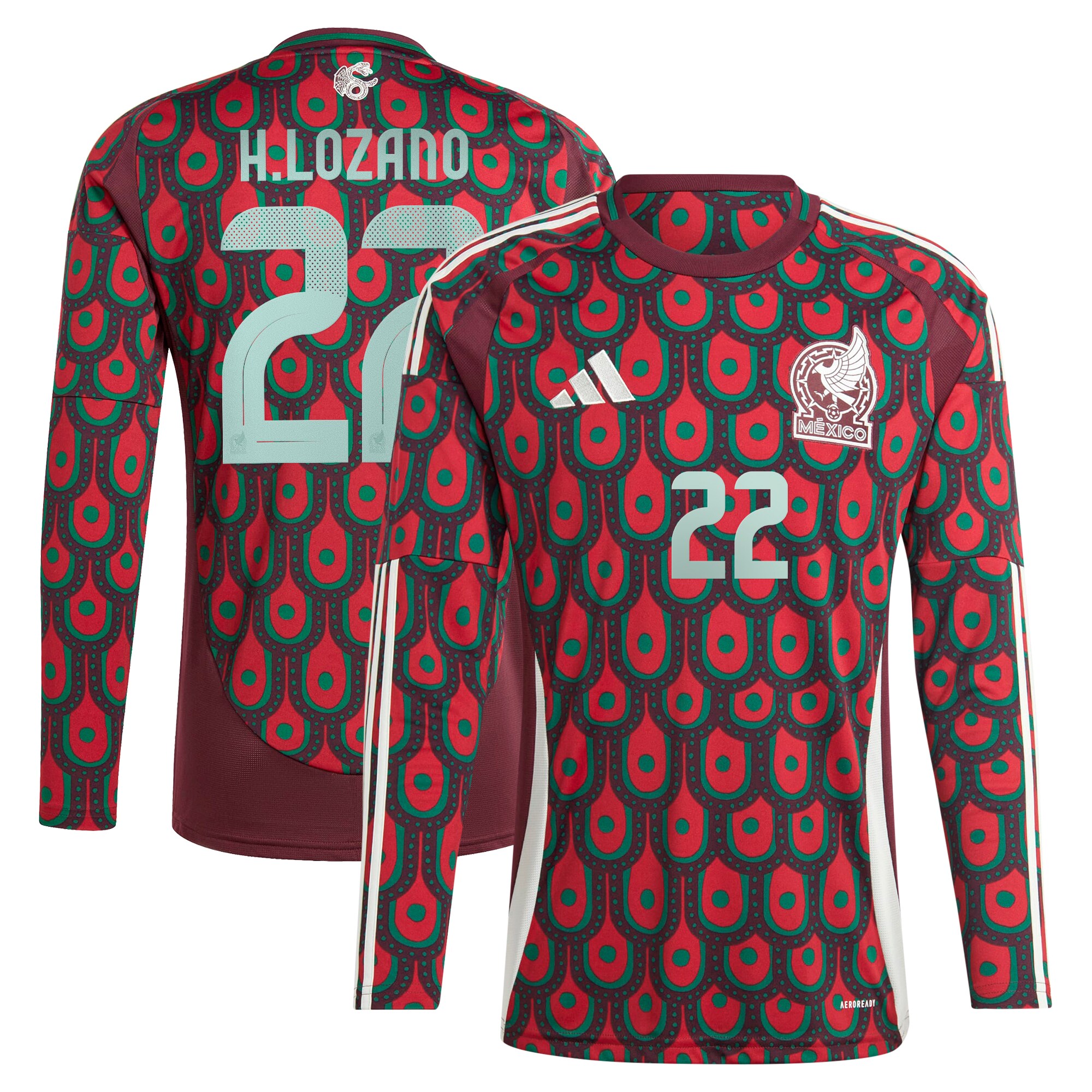 Explore hirving lozano mexico national team adidas 2024 home replica player long sleeve jersey – burgundy – England World Cup Kits and Jerseys