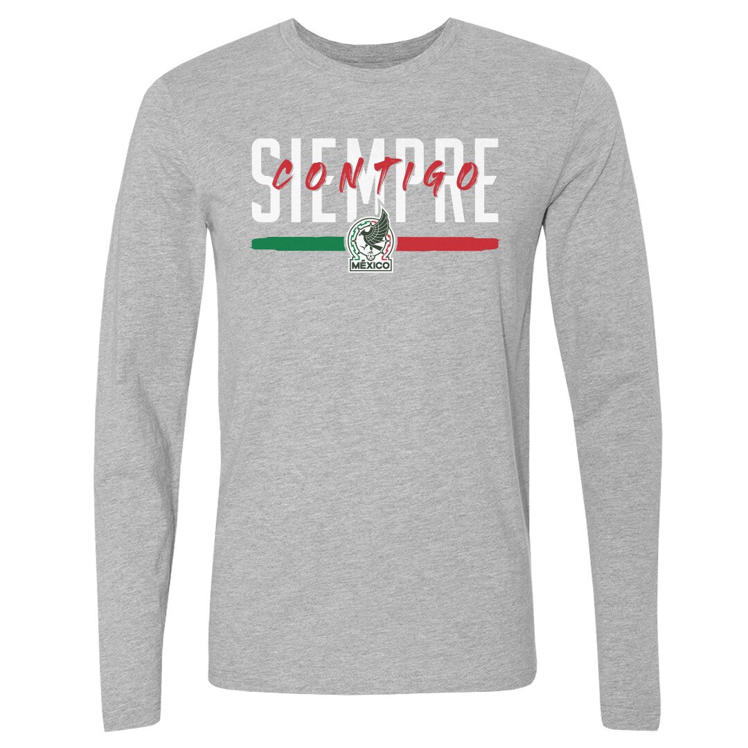 Explore mexico national team 500 level siempre contigo long sleeve t-shirt – heather gray – England World Cup Kits and Jerseys