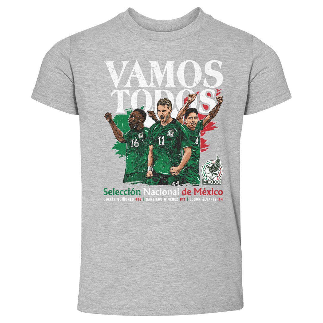 Explore mexico national team 500 level toddler vamos todos julián quiñones santiago giménez amp edson Álvarez t-shirt – heather gray – England World Cup Kits and Jerseys