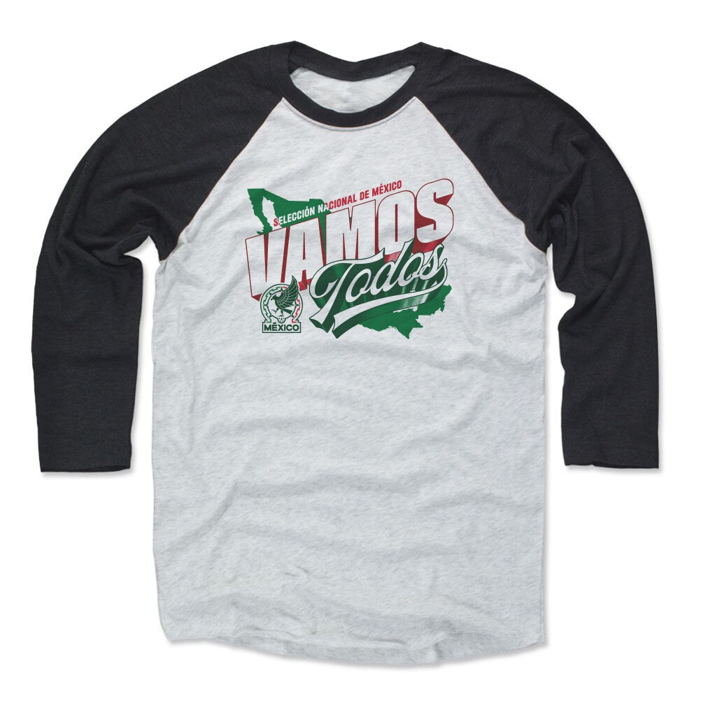 Explore mexico national team 500 level vamos todos 34-sleeve tri-blend baseball t-shirt – blackwhite – England World Cup Kits and Jerseys