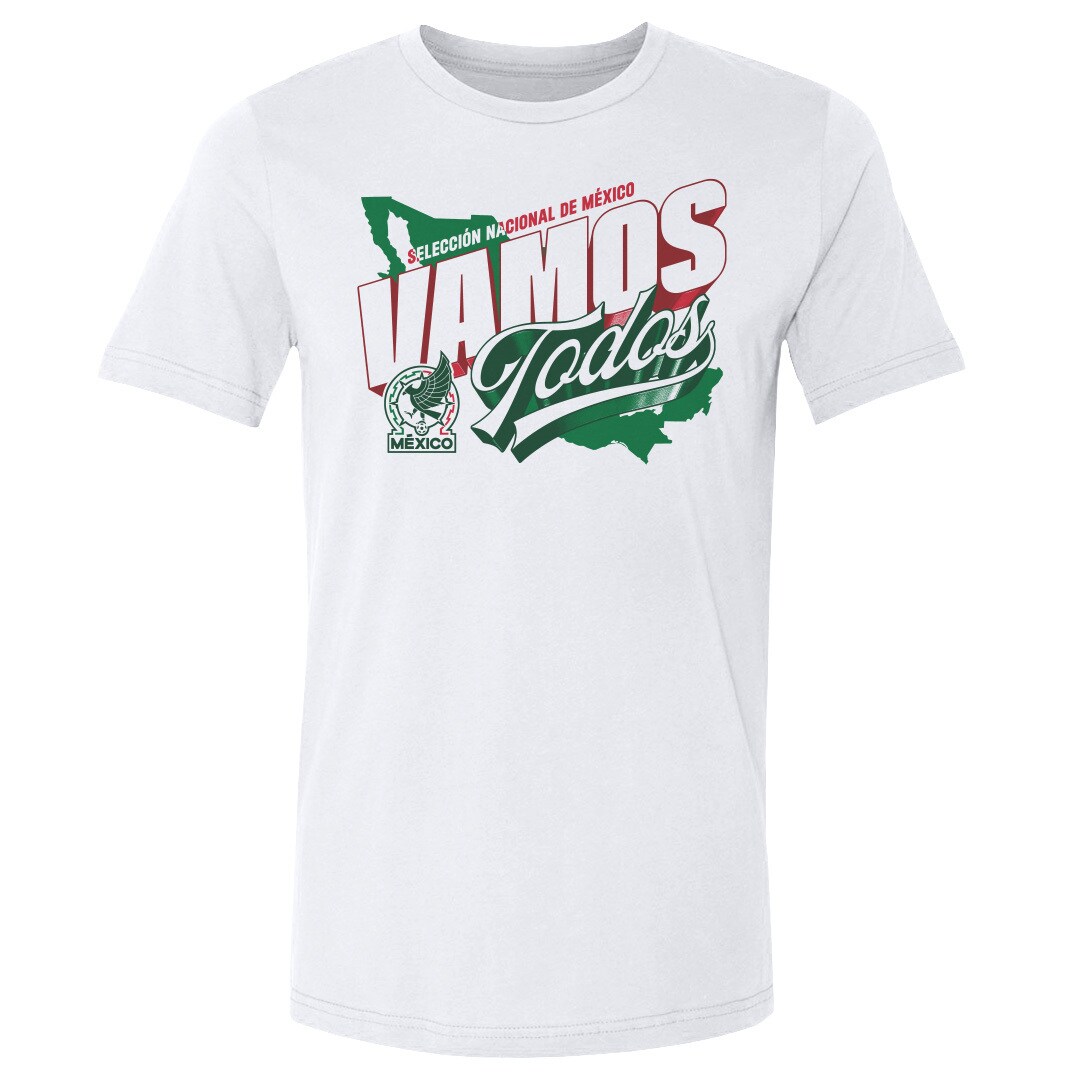 Explore mexico national team 500 level vamos todos country cotton t-shirt – white – England World Cup Kits and Jerseys