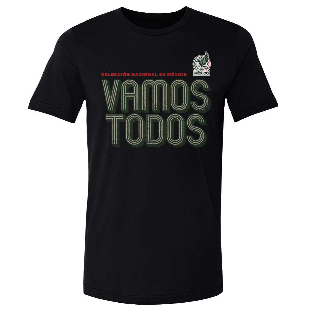 Explore mexico national team 500 level vamos todos inline bold cotton t-shirt – black – England World Cup Kits and Jerseys