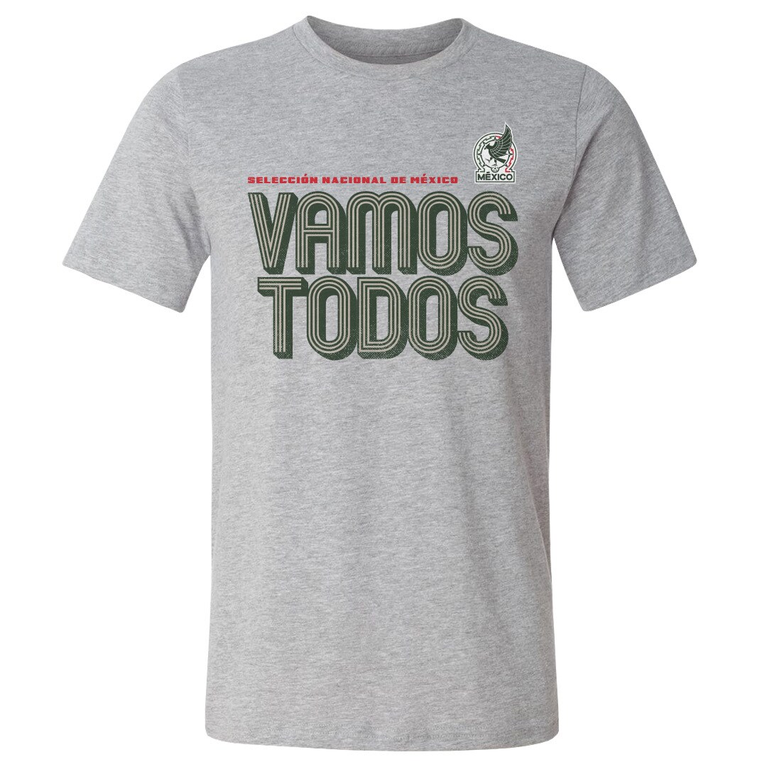 Explore mexico national team 500 level vamos todos inline bold cotton t-shirt – heather gray – England World Cup Kits and Jerseys