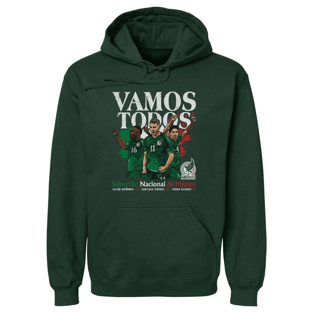 Explore mexico national team 500 level vamos todos julián quiñones santiago giménez amp edson Álvarez pullover hoodie – forest green – England World Cup Kits and Jerseys