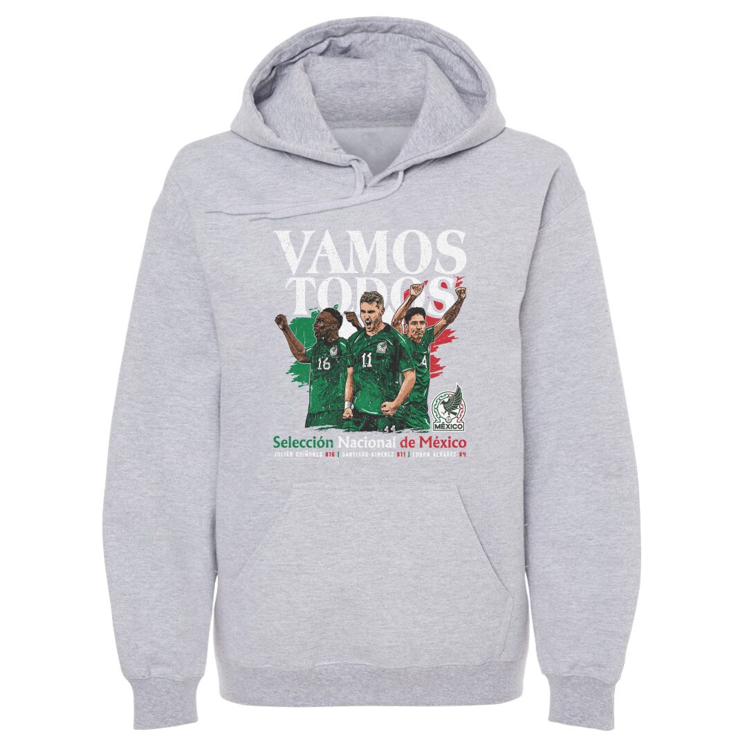 Explore mexico national team 500 level vamos todos julián quiñones santiago giménez amp edson Álvarez pullover hoodie – gray – England World Cup Kits and Jerseys