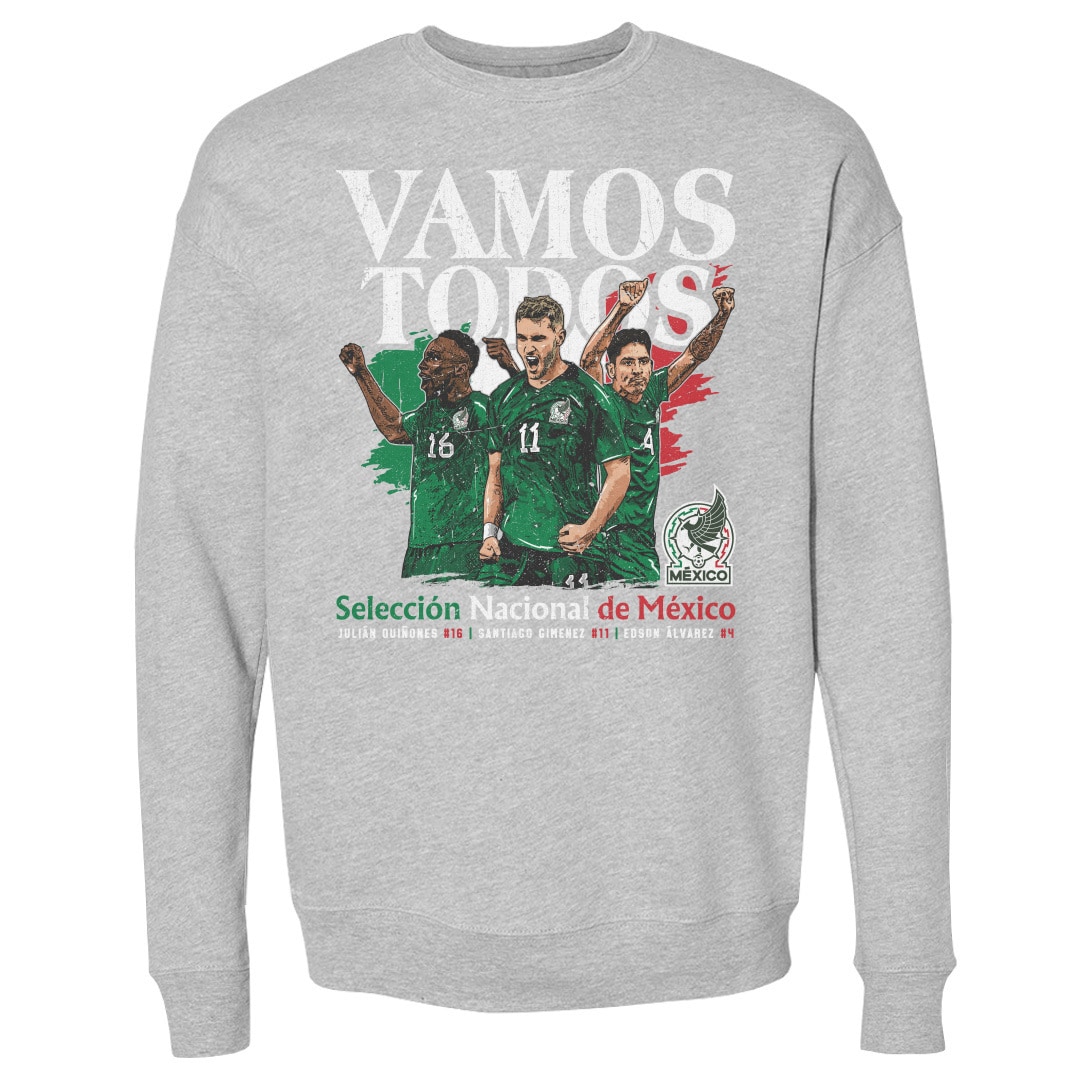 Explore mexico national team 500 level vamos todos julián quiñones santiago giménez amp edson Álvarez pullover sweatshirt – heather gray – England World Cup Kits and Jerseys