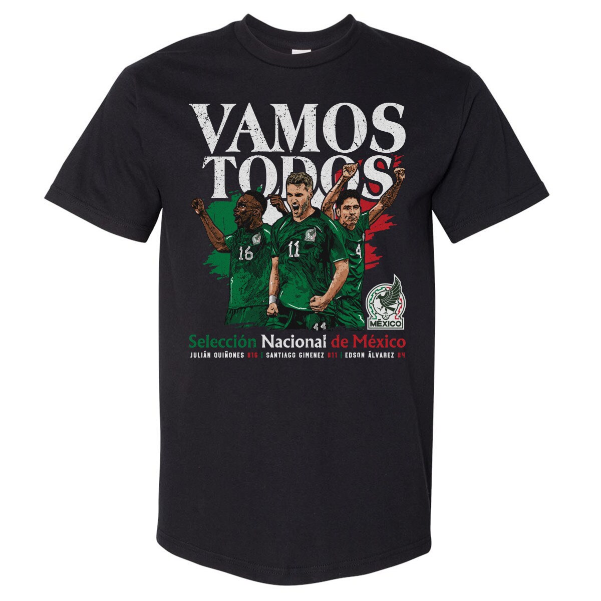 Explore mexico national team 500 level vamos todos julián quiñones santiago giménez amp edson Álvarez t-shirt – black – England World Cup Kits and Jerseys