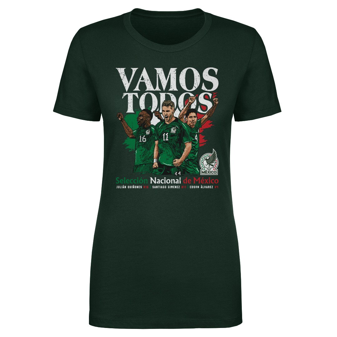 Explore mexico national team 500 level women8217s vamos todos julián quiñones santiago giménez amp edson Álvarez t-shirt – forest green – England World Cup Kits and Jerseys