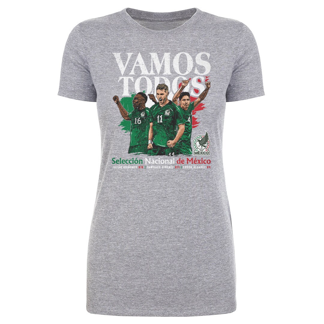 Explore mexico national team 500 level women8217s vamos todos julián quiñones santiago giménez amp edson Álvarez t-shirt – heather gray – England World Cup Kits and Jerseys
