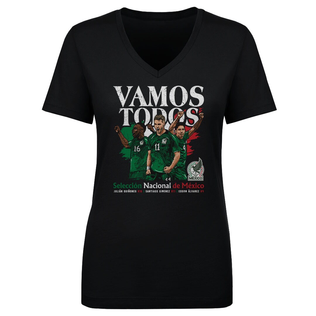 Explore mexico national team 500 level women8217s vamos todos julián quiñones santiago giménez amp edson Álvarez v-neck t-shirt – black – England World Cup Kits and Jerseys