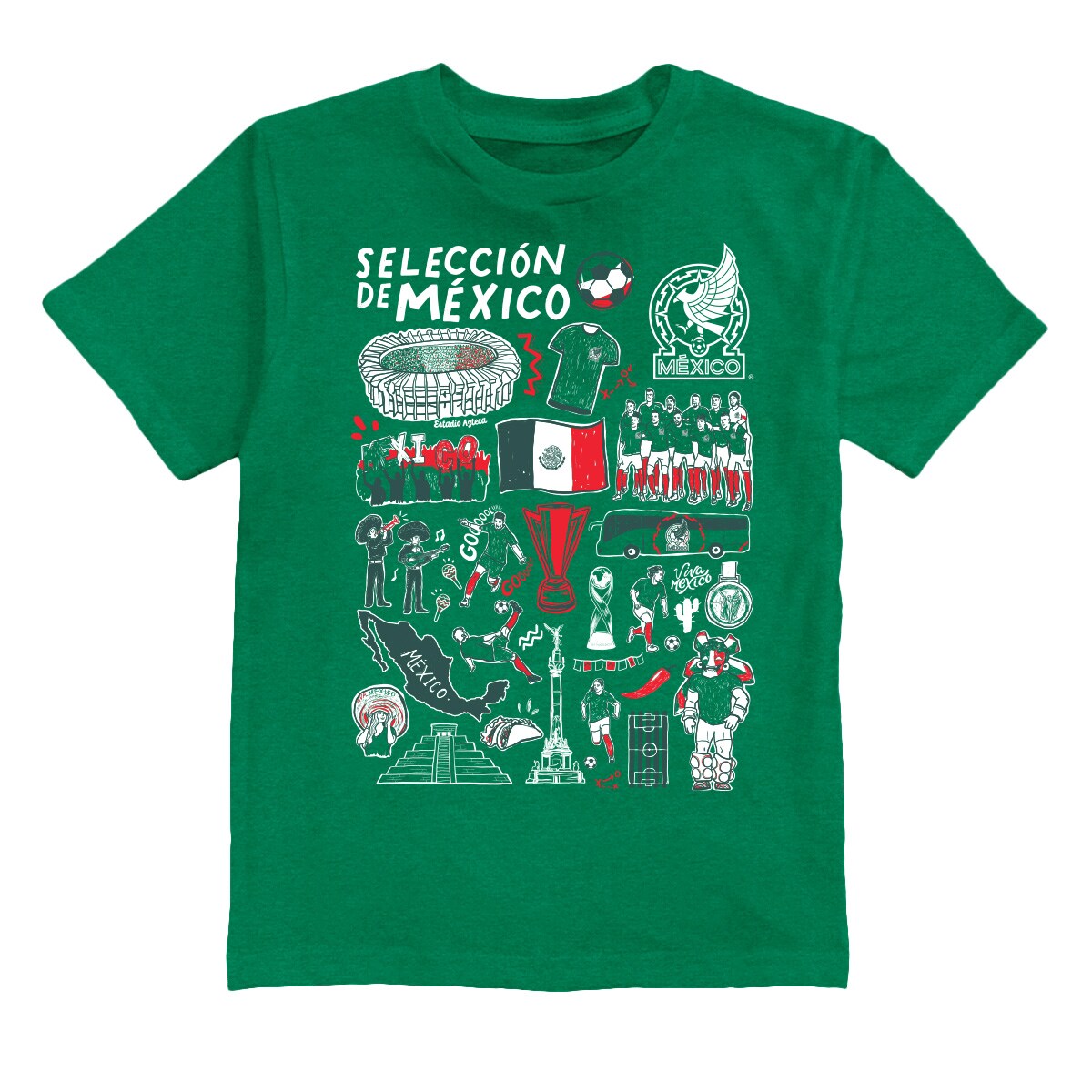 Explore mexico national team vive la fete youth impressions artwork t-shirt – green – England World Cup Kits and Jerseys